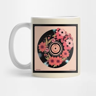 Vintage Floral Country Chick Pink Vinyl Record Mug